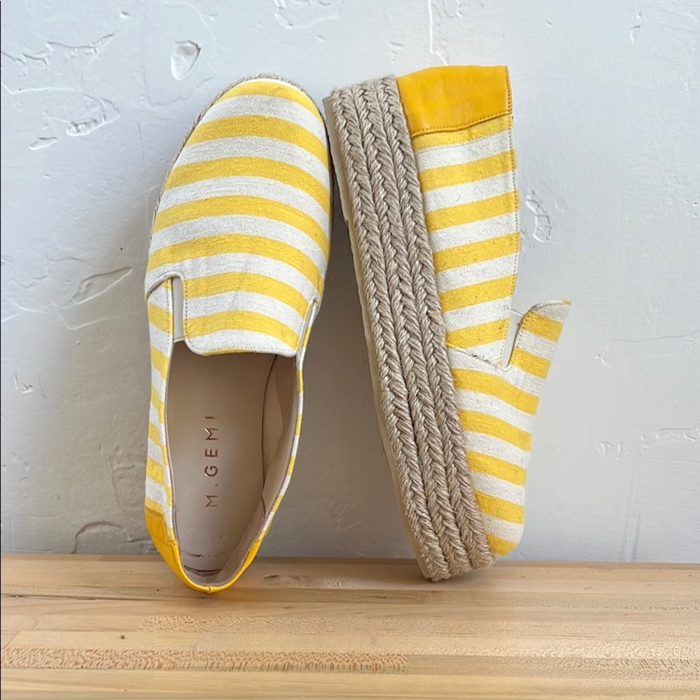 M. Gemi Yellow and White Striped Espadrilles size 37